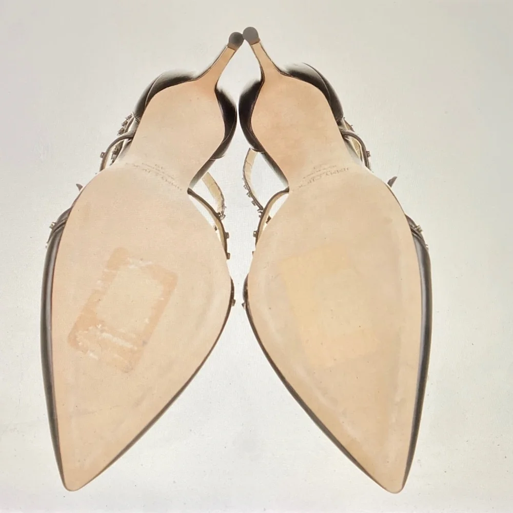 Jimmy Choo TIFF85 Studded Stiletto Sandals With Pointed Toes